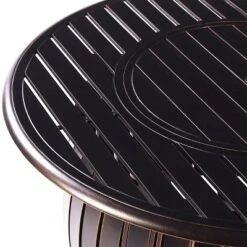 Oakland Living 5pc Deep Seating Aluminum Outdoor Patio Fire Pit Dining Set With Stripe Pattern Fire Table Copper/Gray -Garden Furniture Store GUEST d022a769 82fe 49c3 86fe 194a2fd545a7