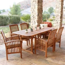 7pc Acacia Wood Patio Dining Set With Cushions - Saracina Home -Garden Furniture Store GUEST d09d1abb 1c4d 4708 955d 206d7388c2d0