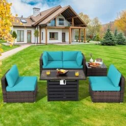 Costway 6PCS Patio Rattan Furniture Set 42'' Fire Pit Table Cover Sofa Cushion Off White/Black/Navy/Red/Turquoise 26 Costway 6PCS Patio Rattan Furniture Set 42'' Fire Pit Table Cover Sofa Cushion Off White/Black/Navy/Red/Turquoise -Garden Furniture Store GUEST d10e7258 e33a 4cd7 a9e0 bd6b0b4e7a1f
