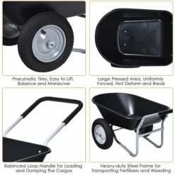 Costway 2 Tire Wheelbarrow Cart Heavy-duty Dolly Utility Cart Black -Garden Furniture Store GUEST d121381c 09a3 4e76 b627 5150002fb85b