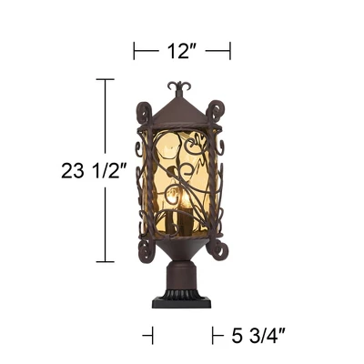 John Timberland Casa Seville Rustic Vintage Outdoor Pier Mount Light Dark Walnut 23 1/2" Hammered Champagne Glass For Post Exterior Barn Deck 2 John Timberland Casa Seville Rustic Vintage Outdoor Pier Mount Light Dark Walnut 23 1/2" Hammered Champagne Glass For Post Exterior Barn Deck - Image 2