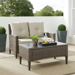 Rockport 2pc Outdoor Wicker Loveseat Seating Set - Crosley -Garden Furniture Store GUEST d1ab24b2 c249 47f3 949c 195a873cf7bc