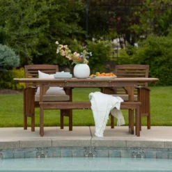 Ravenscroft 4pc Extendable Acacia Wood Outdoor Dining Set - Saracina Home -Garden Furniture Store GUEST d1e17e82 6666 4c9e 9100 6baec1df9027