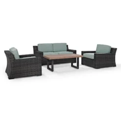 Beaufort 4pc Outdoor Wicker Seating Set - Mist - Crosley 11 Beaufort 4pc Outdoor Wicker Seating Set - Mist - Crosley -Garden Furniture Store GUEST d1e5ba70 cb5d 4551 8509 2b10fc7791dc