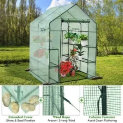 Costway Walk-in Greenhouse 56''x56''x77'' Gardening W/Observation Windows 2 Tier 8 Shelves -Garden Furniture Store GUEST d22d611f 8693 4078 bc9d 69289c7fe628