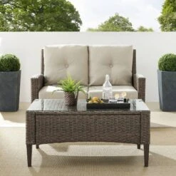 Rockport 2pc Outdoor Wicker Loveseat Seating Set - Crosley -Garden Furniture Store GUEST d2cad8fe 3efb 47fd a8d1 8aa4380948ea