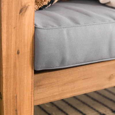 Galia Square Leg Acacia Wood Patio Loveseat With Cushions - Brown - Saracina Home 10 Galia Square Leg Acacia Wood Patio Loveseat With Cushions - Brown - Saracina Home - Image 10