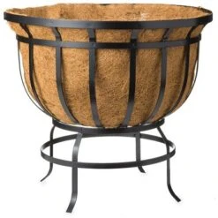 Plow & Hearth - Footed Steel Round Basket Planter With Natural Coir Liner -Garden Furniture Store GUEST d3a83e59 d994 4b57 bb8d 3e97c7596e0e