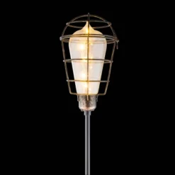 Set Of 2 Outdoor Solar Powered Edison Bulb Garden LED Stakes Black - Alpine Corporation