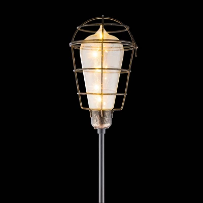 Set Of 2 Outdoor Solar Powered Edison Bulb Garden LED Stakes Black - Alpine Corporation 1 Set Of 2 Outdoor Solar Powered Edison Bulb Garden LED Stakes Black - Alpine Corporation