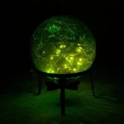13" Glass Globe With LED Light Green - Alpine Corporation -Garden Furniture Store GUEST d579cba1 5433 421b 9058 fd6a2aa2e7f8