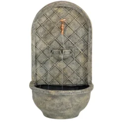 Sunnydaze Decor Sunnydaze 26"H Solar-Powered With Battery Pack Polystone Messina Outdoor Wall-Mount Water Fountain -Garden Furniture Store GUEST d58b023b fbe9 4124 a001 f7e4560f53ee