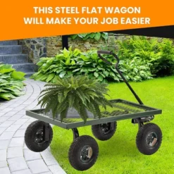 Juggernaut Carts GW3820-GR Heavy Duty Steel Frame 1000 Pound Load Capacity Outdoor Utility Garden Wagon With Pneumatic Tires, Green Finish -Garden Furniture Store GUEST d5b31d2a ec07 4804 a916 015ff91a3474
