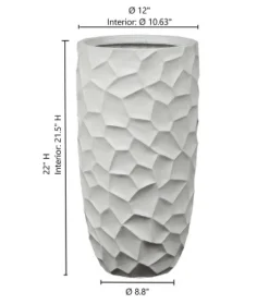 LuxenHome White MgO Geometric Pattern 22" Tall Round Planter -Garden Furniture Store GUEST d62abde8 95e0 4cd2 acd2 60da65e178c7
