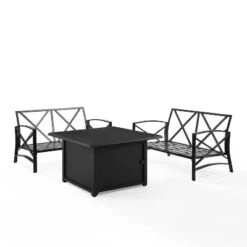 Kaplan 3pc Outdoor Conversation Set With Fire Table & 2 Loveseats - Oatmeal - Crosley -Garden Furniture Store GUEST d67c39be c0f7 4240 b315 80040d4aa650