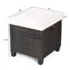 Costway 2PCS Patio Rattan Ottoman Cushioned Seat Beige