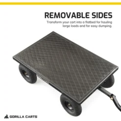 Gorilla Cart GOR1200-COM 9 Cubic Feet 1200 Pound Capacity Heavy Duty Durable Steel Utility Wagon Cart W/ 2 In 1 Towing Handle & Removable Sides, Black -Garden Furniture Store GUEST d6afd00a 1cb7 4649 bdad 50d740ab6ab0