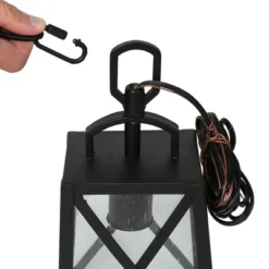 11" Metal/Seeded Glass Square Outdoor Pendant Light Black - LNC -Garden Furniture Store GUEST d7bccca5 8992 440b 8193 b62e50a69b8b