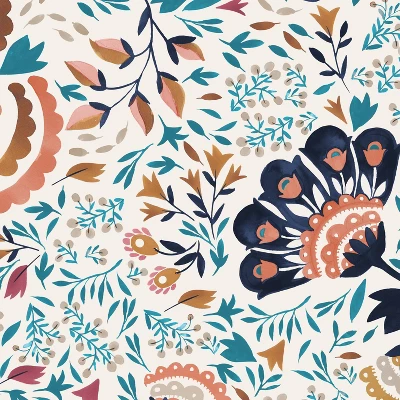 18" X 18" Outdoor Throw Pillow Kaya Floral Aqua - Skyline Furniture 3 18" X 18" Outdoor Throw Pillow Kaya Floral Aqua - Skyline Furniture - Image 3