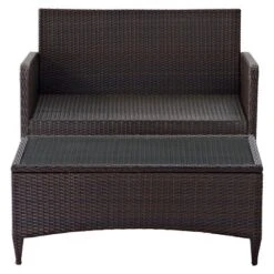 Kiawah 2 Piece Outdoor Wicker Seating Set With Chair & Ottoman - Sangria - Crosley -Garden Furniture Store GUEST d972e69f 8d9d 4086 a228 838d016f1fad