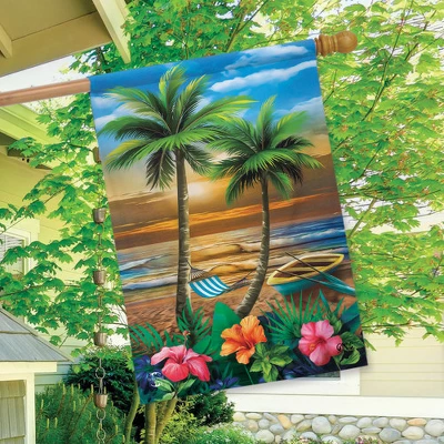 Briarwood Lane Sunset In Paradise House Flag Nautical Tropical Palm Trees 28" X 40" 2 Briarwood Lane Sunset In Paradise House Flag Nautical Tropical Palm Trees 28" X 40" - Image 2