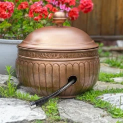La Jolla Copper Finish Hose Pot With Lid - Good Directions -Garden Furniture Store GUEST d9e76305 f4eb 4da9 83dc a448fb8cb37c