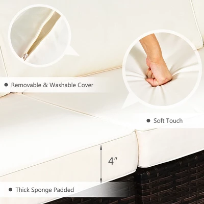 Tangkula 7PCS Patio Rattan Furniture Set 42" Fire Pit Table W/ Cover Cushioned 3 Tangkula 7PCS Patio Rattan Furniture Set 42" Fire Pit Table W/ Cover Cushioned - Image 3