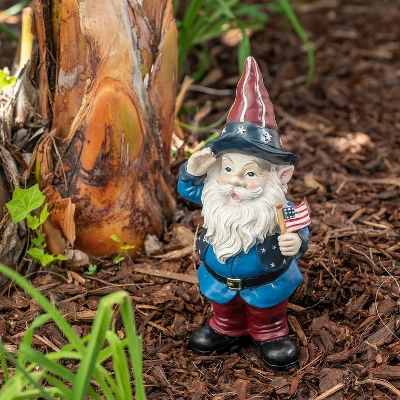 12" Polyresin/Stone Americana Saluting Gnome With Flag Red/White/Blue - Alpine Corporation 1 12" Polyresin/Stone Americana Saluting Gnome With Flag Red/White/Blue - Alpine Corporation