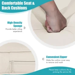 Tangkula Outdoor Porch Swing Bench, Patio Wicker Hanging Swing With Rustproof Chains & Comfortable Cushions Off White/Turquoise/Red/Black -Garden Furniture Store GUEST db8eab7b ef34 4cc3 81c9 bef9999bda7f