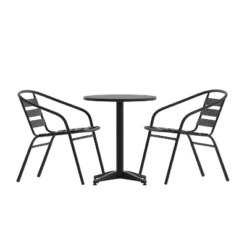 Emma And Oliver 23.5'' Round Aluminum Indoor-Outdoor Table Set With 2 Slat Back Chairs 23 Emma And Oliver 23.5'' Round Aluminum Indoor-Outdoor Table Set With 2 Slat Back Chairs -Garden Furniture Store GUEST db95d3af 4246 4707 8066 dabef3b61b9c