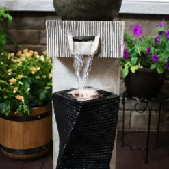 Sunnydaze Decor Sunnydaze 35"H Electric Polyresin Modern Artistry Column Outdoor Water Fountain With LED Lights 14 Sunnydaze Decor Sunnydaze 35"H Electric Polyresin Modern Artistry Column Outdoor Water Fountain With LED Lights -Garden Furniture Store GUEST dbac9733 031c 402a 81f8 363f6fb34719