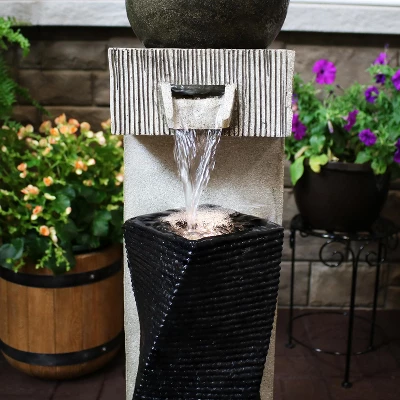Sunnydaze Decor Sunnydaze 35"H Electric Polyresin Modern Artistry Column Outdoor Water Fountain With LED Lights 6 Sunnydaze Decor Sunnydaze 35"H Electric Polyresin Modern Artistry Column Outdoor Water Fountain With LED Lights - Image 6