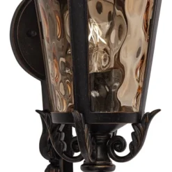 John Timberland Casa Marseille Vintage Rustic Outdoor Wall Light Fixture Veranda Bronze 19" Champagne Hammered Glass For Post Exterior Barn Deck House -Garden Furniture Store GUEST dc5cc432 16b1 4ef7 99a4 1ad44c28bd2b