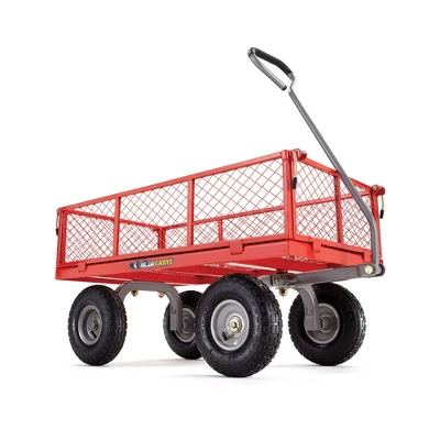Gorilla Cart 800lbs. Capacity Heavy Duty Durable Steel Mesh Flatbed Garden Utility Wagon - Red 1 Gorilla Cart 800lbs. Capacity Heavy Duty Durable Steel Mesh Flatbed Garden Utility Wagon - Red