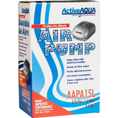 Active Aqua AAPA15L 6 Watt 240 GPH Adjustable Hydroponic Aquarium Air Pump With 4 Outlets, Quiet Multi-Level Muffler, And 4 Foot 120V Cord (2 Pack) 2 Active Aqua AAPA15L 6 Watt 240 GPH Adjustable Hydroponic Aquarium Air Pump With 4 Outlets, Quiet Multi-Level Muffler, And 4 Foot 120V Cord (2 Pack) - Image 2