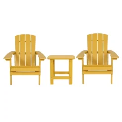 Emma And Oliver Three Piece Hammond Adirondack Style Conversation Set With Two Chairs And Matching Side Table For Indoor And Outdoor Use -Garden Furniture Store GUEST dee0377a 7c74 41cb a5b1 84de029d3777