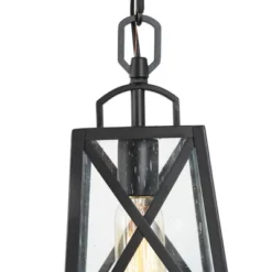 11" Metal/Seeded Glass Square Outdoor Pendant Light Black - LNC -Garden Furniture Store GUEST df67613c 3c06 4d54 8803 7f1304ea00d5