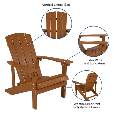 Flash Furniture Set Of 2 Charlestown All-Weather Poly Resin Wood Adirondack Chairs 2 Flash Furniture Set Of 2 Charlestown All-Weather Poly Resin Wood Adirondack Chairs - Image 2