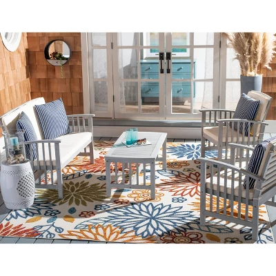 Rocklin 4pc Living Set - Gray/Beige/Navy - Safavieh 1 Rocklin 4pc Living Set - Gray/Beige/Navy - Safavieh