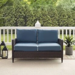 Kiawah Outdoor Wicker Loveseat Blue - Crosley 11 Kiawah Outdoor Wicker Loveseat Blue - Crosley -Garden Furniture Store GUEST dfc6c819 a873 458a b89f 158fcaeaecaf