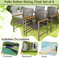 Costway Set Of 4 Patio Dining Chairs Outdoor Wicker Armchairs With Acacia Wood Armrests 12 Costway Set Of 4 Patio Dining Chairs Outdoor Wicker Armchairs With Acacia Wood Armrests -Garden Furniture Store GUEST e006bdb0 2f53 406f a92d 323338eb783e