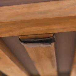 Galia 2pc Square Leg Acacia Wood Chair And Ottoman With Cushions - Brown - Saracina Home -Garden Furniture Store GUEST e0498508 3588 42e3 a60d dcaac42702f2