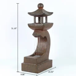LuxenHome Resin Japanese Pagoda Fountain With LED Light 13 LuxenHome Resin Japanese Pagoda Fountain With LED Light -Garden Furniture Store GUEST e07f5a10 2180 46f1 ab6b 9717f677352d