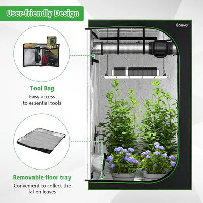 Costway 4x4 Grow Tent, 48''x48''x80'' High Reflective Mylar W/Observation Window GrayBlack 5 Costway 4x4 Grow Tent, 48''x48''x80'' High Reflective Mylar W/Observation Window GrayBlack - Image 5