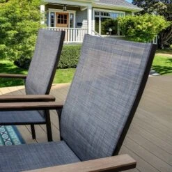 5pc Patio Set With Steel Table With 1.57" Umbrella Hole & Lightweight Aluminum Sling Chairs - Captiva Designs