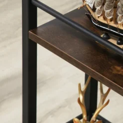 HOMCOM C Shaped End Table With Storage Shelves, Mobile Side Table With Wheels For Sofa Couch, Bed, Metal Frame, Rustic Brown 8 HOMCOM C Shaped End Table With Storage Shelves, Mobile Side Table With Wheels For Sofa Couch, Bed, Metal Frame, Rustic Brown -Garden Furniture Store GUEST e2933634 d432 4af4 91d9 94de81c9f178