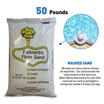 Palmetto Filter Sand For Residential And Commercial Pool Sand Filters For Removing Leaves, Dirt, Dust, And Small Particles, 50 Pound Bag (2 Pack) 2 Palmetto Filter Sand For Residential And Commercial Pool Sand Filters For Removing Leaves, Dirt, Dust, And Small Particles, 50 Pound Bag (2 Pack) - Image 2