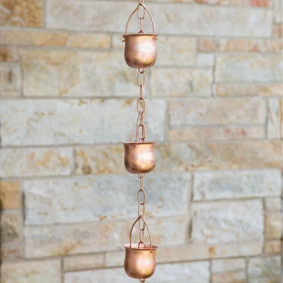 Marrgon Copper Rain Chain With Pot Style Cups For Gutter Downspout Replacement 5 Marrgon Copper Rain Chain With Pot Style Cups For Gutter Downspout Replacement - Image 5