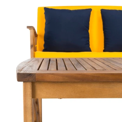 4pc Fontana Outdoor Set Teak Look/Yellow - Safavieh 3 4pc Fontana Outdoor Set Teak Look/Yellow - Safavieh - Image 3