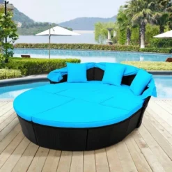 6pc Wicker Round Outdoor Sectional Set With Cushions - Black/Blue - GODEER 22 6pc Wicker Round Outdoor Sectional Set With Cushions - Black/Blue - GODEER -Garden Furniture Store GUEST e411328a bfa7 49f9 b223 8a9d51858d8e